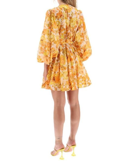 Zimmermann Yellow 'raie Wrap' Mini Dress