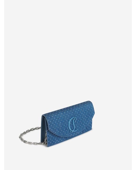 Christian Louboutin Blue Denim Rhinestone Clutch