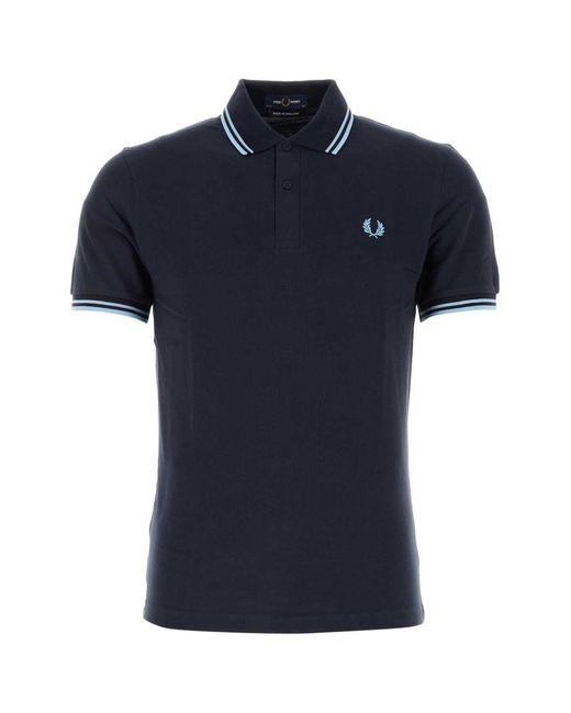 Fred Perry Blue Slim Fit Twin Tipped Polo Navy, Soft & Twilight S for men