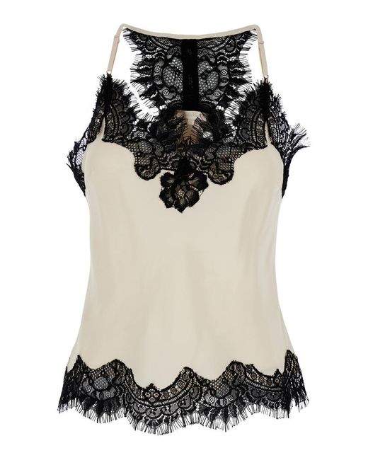 Gold Hawk Black 'Lucy' Camie Top With Lace Trim And Racerback