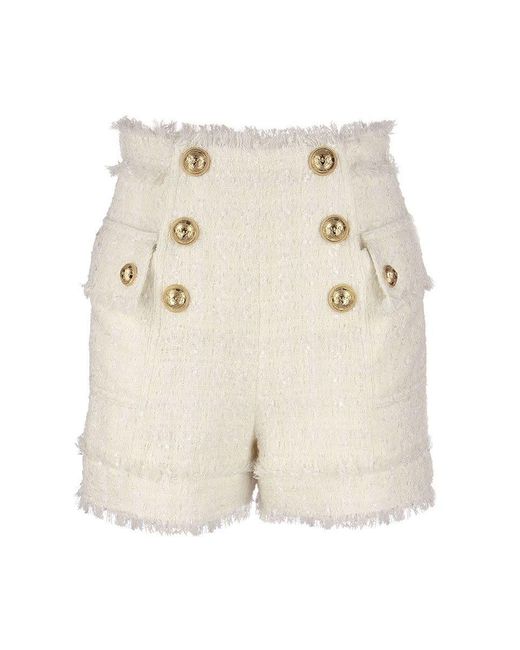 Balmain High-waisted Tweed Shorts in 