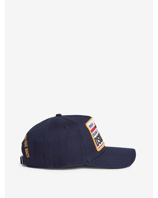 DSquared² Blue Dsquared Hat Wit Logo for men