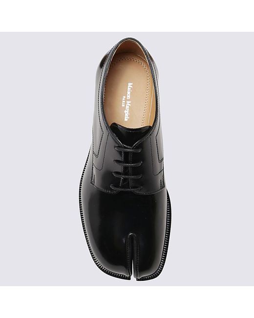 Maison Margiela Black Leather Tabi Lace Up Shoes