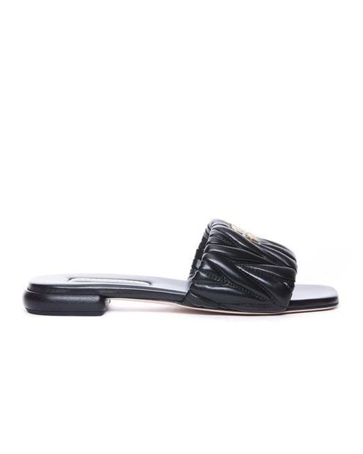 Miu Miu Black Matelasse' Sandals