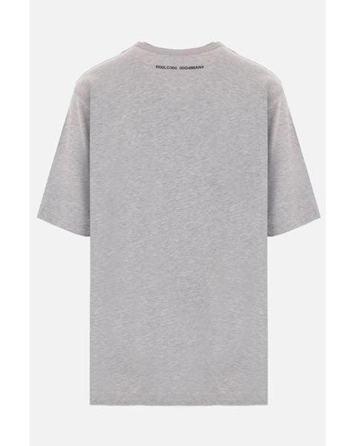 Dolce & Gabbana Gray Oversized T-Shirt With Logo Print for men