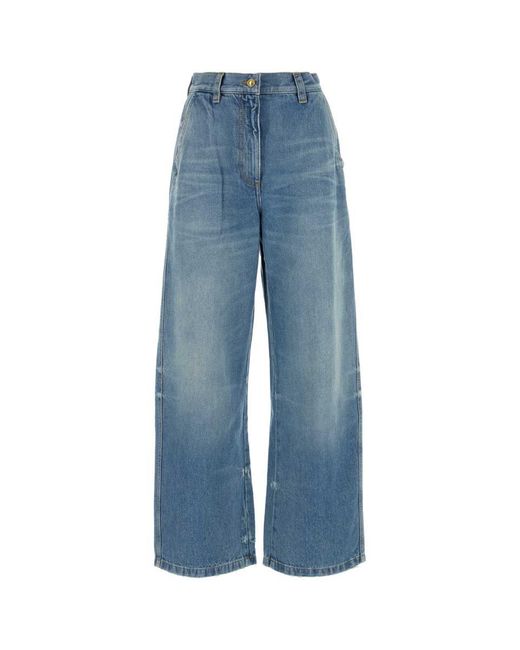Palm Angels Blue Denim Wide-leg Jeans