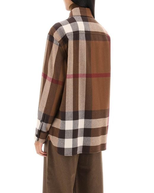 Burberry Brown Wool-cotton Flannel Check Shirt