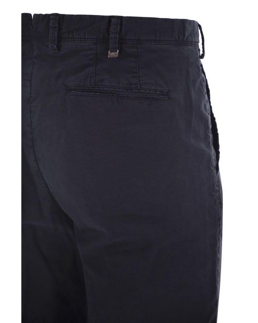 PT Torino Blue Master-Fit Cotton-Linen Trousers for men