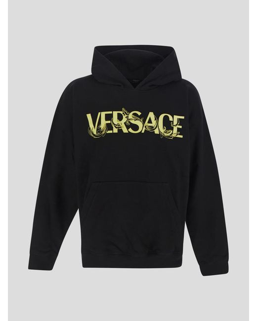 Versace Black Logo Print Hoodie for men