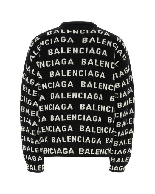 Balenciaga Black All-over Logo Sweater for men