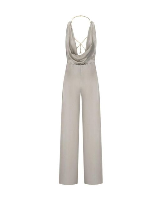 Elisabetta Franchi White Pearl Jumpsuit With Accessory