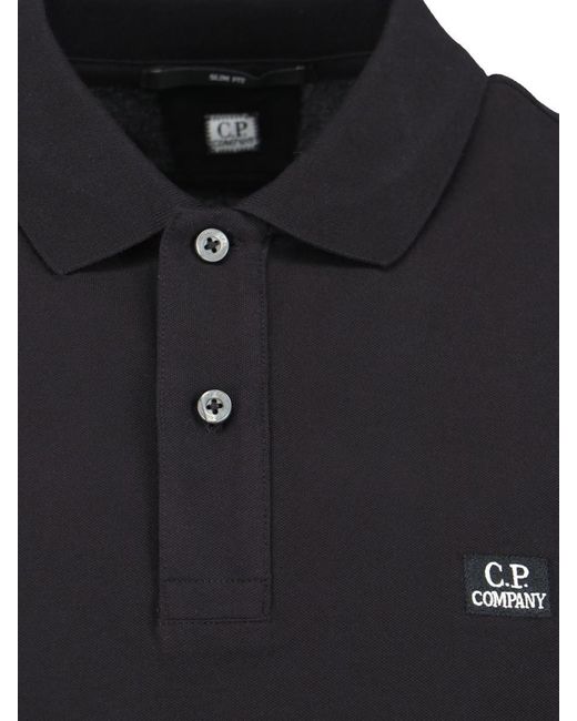 C P Company Black 'stretch Piquet' Slim Polo Shirt for men
