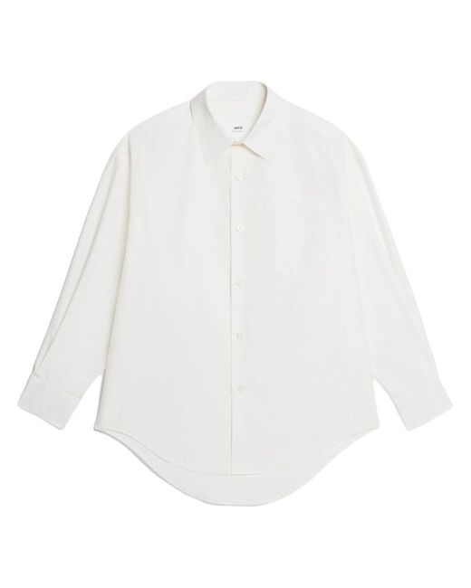 AMI White Ami Paris Boxy Fit Cotton Shirt for men