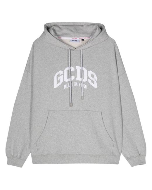 Gcds Gray Cotton Sweatshirt With Applied Logo