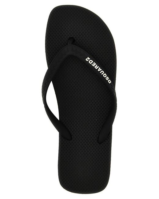 DSquared² Black Logo Thong Sandals for men