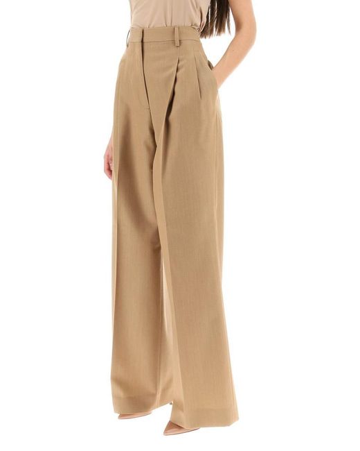 Burberry Natural 'madge' Wool Pants With Darts
