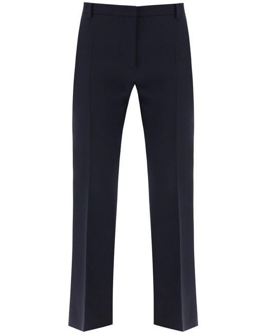 Valentino Garavani Blue Slim Pants In Crepe Couture