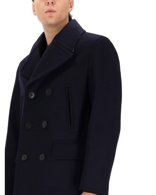 Burberry Blue Double-breasted Coat "shelborne" for men