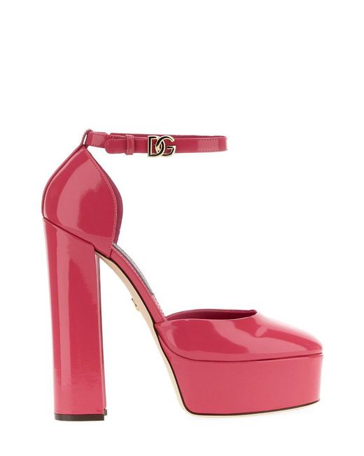 Dolce & Gabbana Pink Glossy Leather Platform Pumps