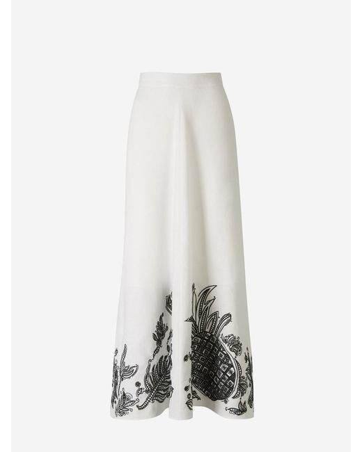 Dorothee Schumacher White Textured Linen Midi Skirt