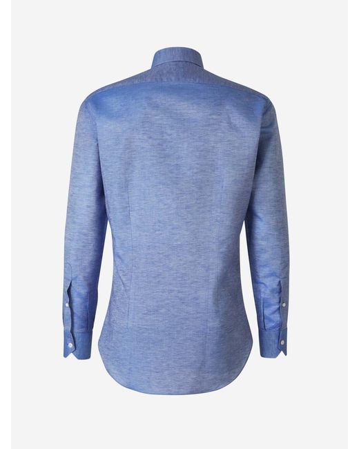 Fray Blue Fil A Fil Linen Shirt for men