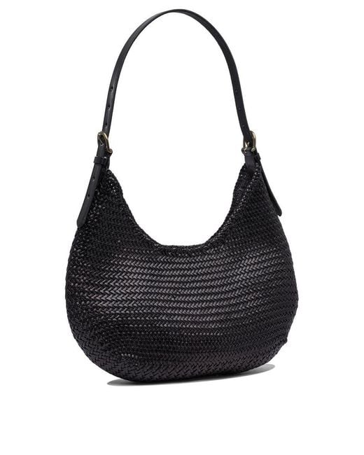 Dragon Diffusion Black Luna Mezza 3mm Diagonal Moon Shape Hobo 35x27x7 Cm