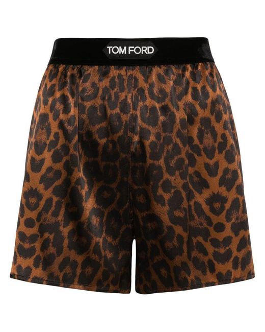 Tom Ford Black Leopard-print Track Shorts