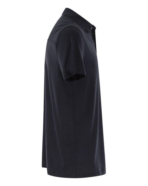 Majestic Filatures Black Short-sleeved Polo Shirt In Lyocell for men
