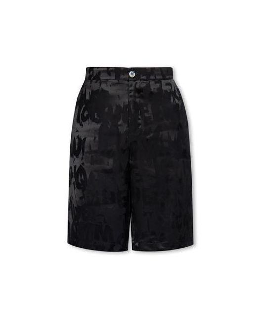 Alexander McQueen Black Logo Patterned Satin Shorts for men