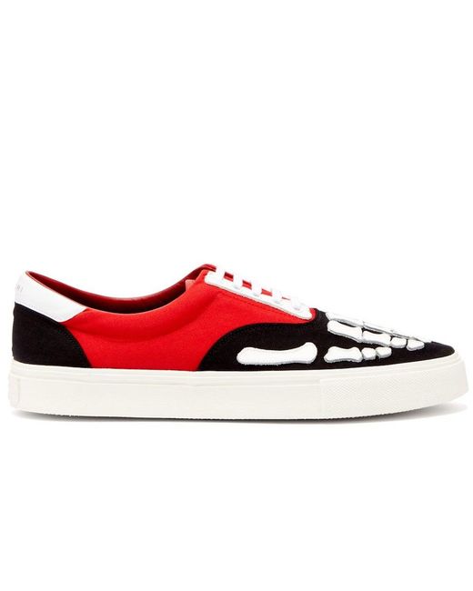 Amiri Leather Skeleton Toe Lace Up Sneakers in Red for Men | Lyst