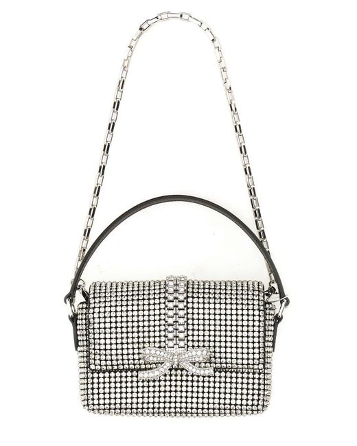 Self-Portrait Metallic Rhinestone Chainmail Micro Bag