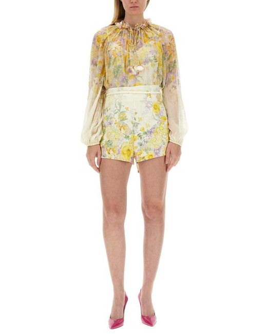 Zimmermann Yellow Blouse With Floral Pattern