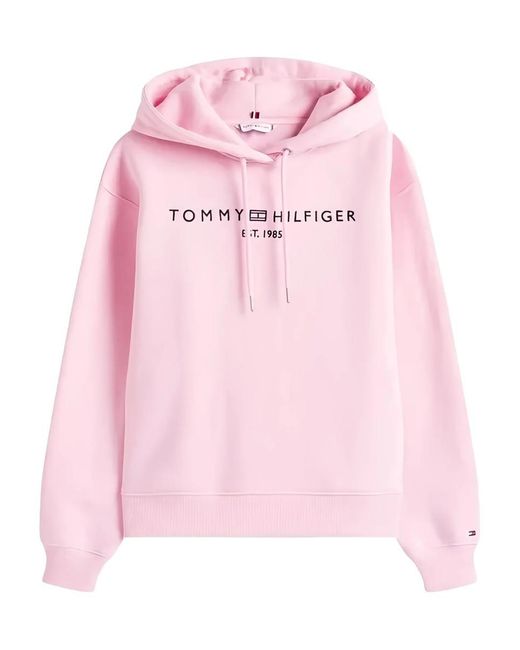 Tommy Hilfiger Pink Logo-Embroidered Hoodie
