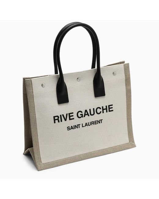 Saint Laurent Metallic Rive Gauche Canvas Tote Bag