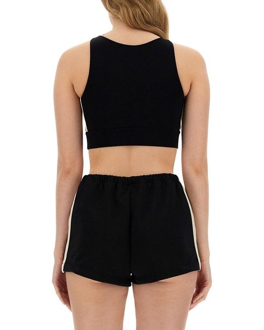Palm Angels Black Crop Top With Logo