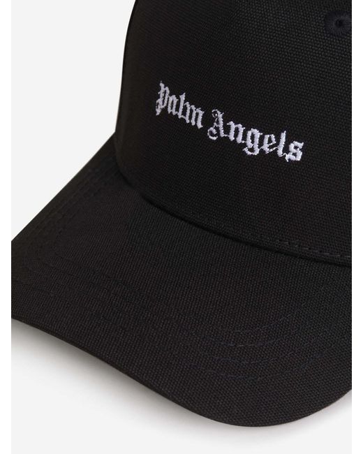 Palm Angels Black Logo Cotton Cap for men