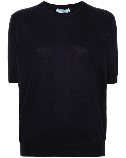 Prada Black Logo-Patch Knitted Top