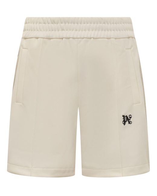 Palm Angels Natural Shorts With Monogram Pa for men