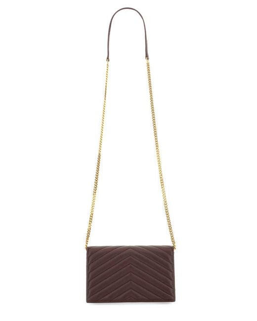 Saint Laurent White Portafoglo "Envelope Cassandre" Con Catena