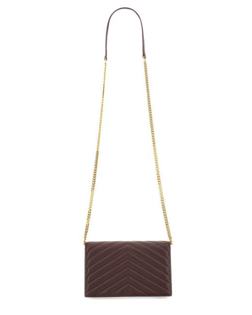 Saint Laurent White "Envelope Cassandre" Wallet With Chain