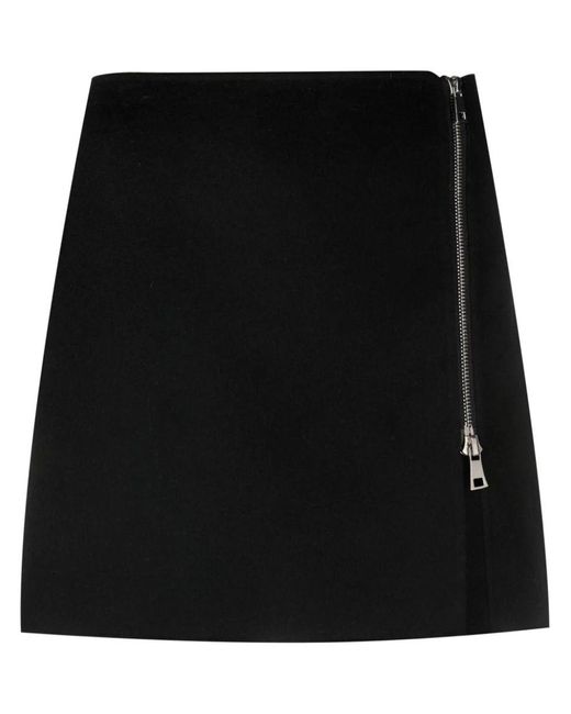P.A.R.O.S.H. Black Zip-up Wool Miniskirt