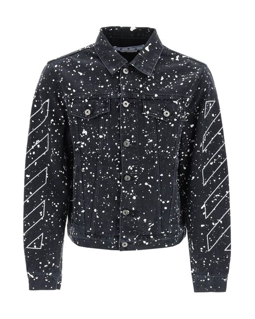 OffWhite c/o Virgil Abloh Diag Outl Paint Denim Jacket in Black for Men Lyst Canada