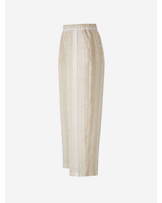 Peserico White Striped Linen Pants