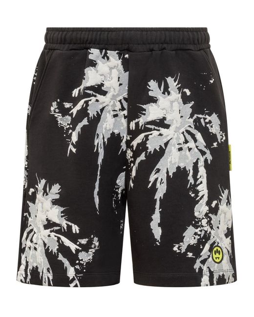 Barrow Black 3D Palm Shorts for men