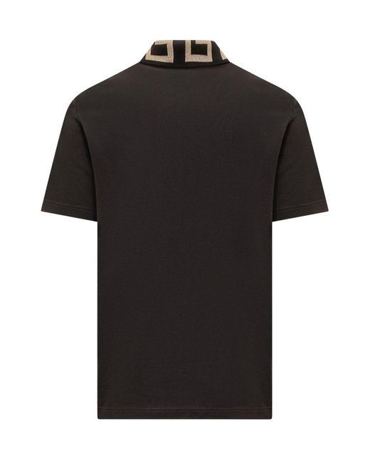 Versace Black Medusa Polo Shirt With Greca Jacquard for men