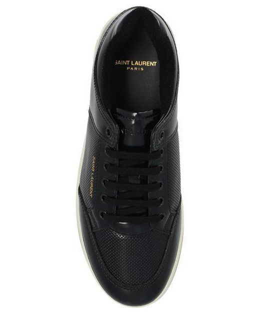 Saint Laurent Black Perforated Patent Leather Sneakers