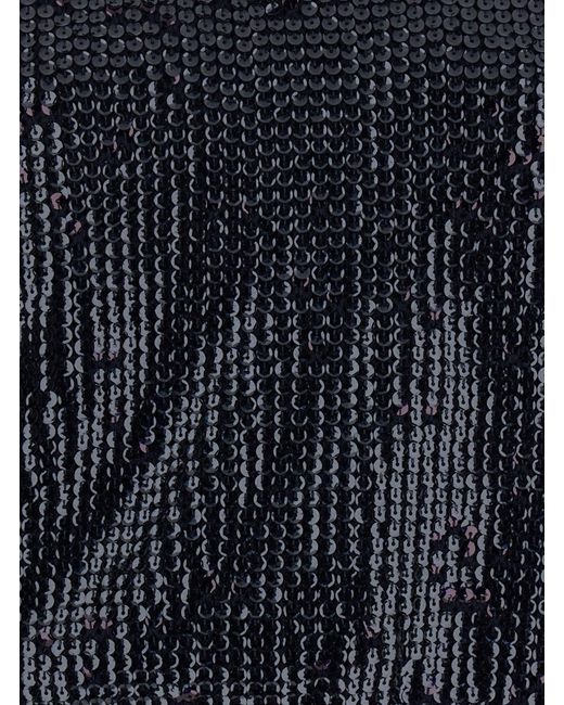 P.A.R.O.S.H. Blue Sweater With Polo Collar And All-Over Applied Sequins