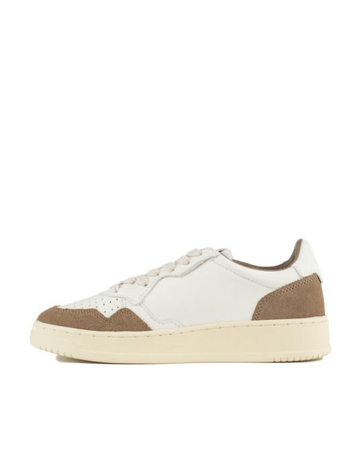 Autry Natural Medalist Low Leather And Suede Tobacco Sneakers
