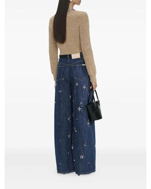 Self-Portrait Blue Embellished Trim Cardigan
