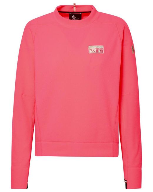 3 MONCLER GRENOBLE Pink Neon Fuchsia Micro Fleece Sweatshirt